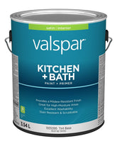 Valspar 029.1935395.007 Kitchen and Bath Interior Paint and Primer, Satin, Tint Base, 1 gal